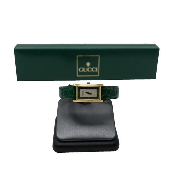 Gucci 2600L Quartz Analog Green Leather Women's Watch Swiss Made GG-A0228P-C025 - Picture 2 of 10